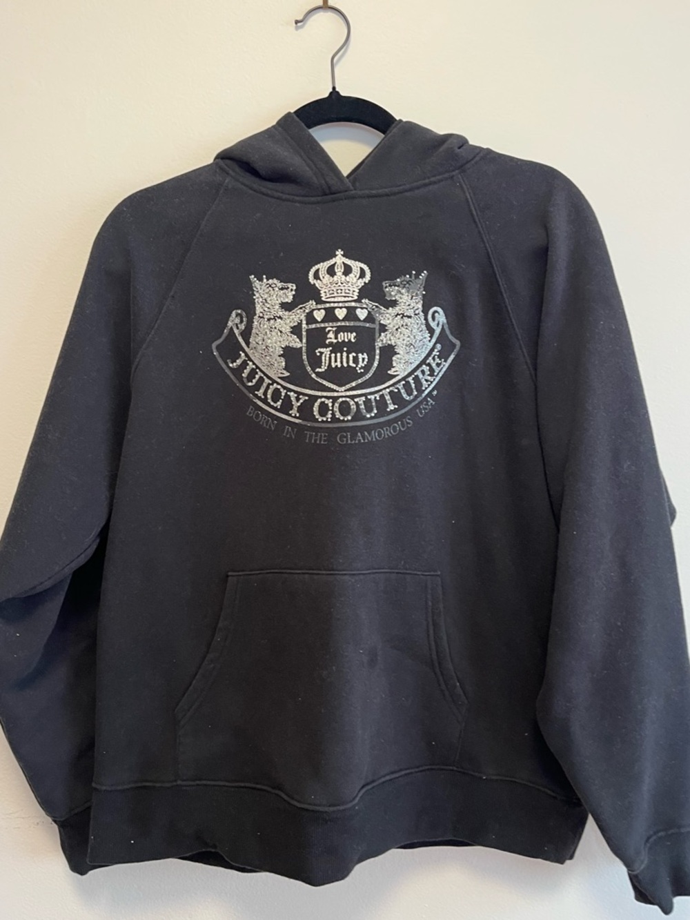 Juicy Couture Black Hooded Sweatshirt with Crest Logo
